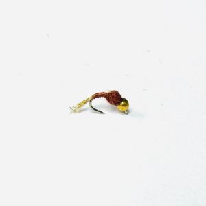 Brown WD40 bead head fly for trout fly fishing