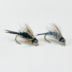 Prince Dark Lord B.H. trout fly with white wings and red ribbing